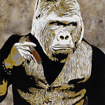 Pintura titulada "COHIBA GORILLA" por Lionel Cohen, Obra de arte original, Acrílico Montado en Bastidor de camilla de madera