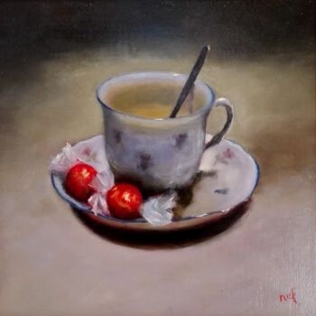Painting titled "tea for two" by Lionel Crotet (nel), Original Artwork, Oil