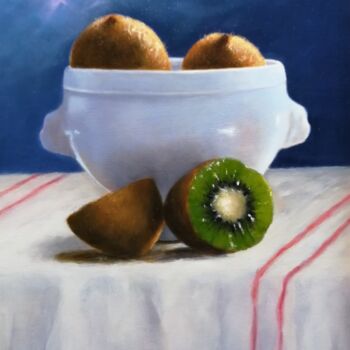 Peinture intitulée "kiwis" par Lionel Crotet (nel), Œuvre d'art originale, Huile