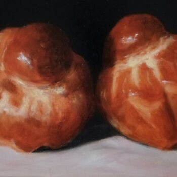 Painting titled "Brioches." by Lionel Crotet (nel), Original Artwork, Oil