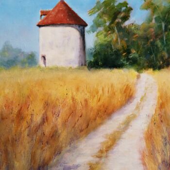 Painting titled "Petit moulin." by Lionel Crotet (nel), Original Artwork, Oil