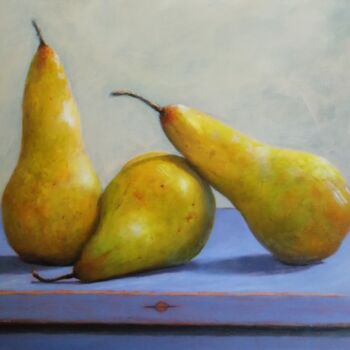 Painting titled "Pear party !" by Lionel Crotet (nel), Original Artwork, Oil