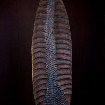 Sculpture titled "blueoaks" by Lionel Le Coq, Original Artwork, Wood
