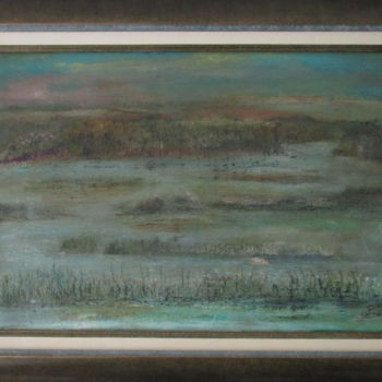 Painting titled "Marais vert" by Lion, Original Artwork, Oil