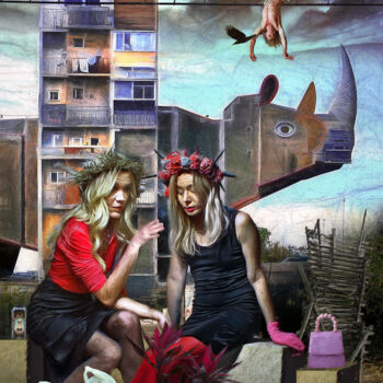 Arts numériques intitulée "la chute d'Icare III" par Lionel Morateur, Œuvre d'art originale, Peinture numérique
