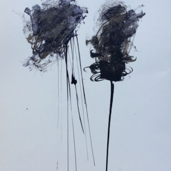 Peinture intitulée "fleurs (gris de Pay…" par Lionel Lesire, Œuvre d'art originale, Encre