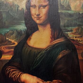 Painting titled "Mona Lisa ( la joco…" by Liopxp, Original Artwork, Oil Mounted on Wood Stretcher frame