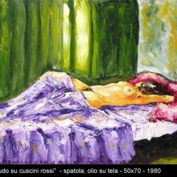 Malarstwo zatytułowany „nudo su cuscini ros…” autorstwa Giuseppe Liotta, Oryginalna praca, Olej