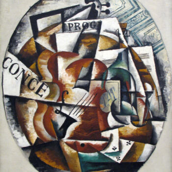 Картина под названием "Le violon" - Lioubov Popova, Подлинное произведение искусства, Масло