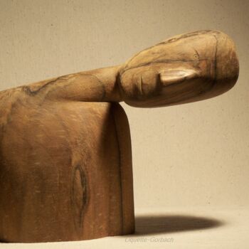 Sculpture titled "Listening to the ea…" by Liquette-Gorbach, Original Artwork, Wood