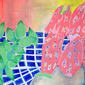 Peinture intitulée "Fruit Cactus" par Lisa Dmitrievna, Œuvre d'art originale, Acrylique Monté sur Châssis en bois