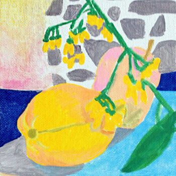 Ζωγραφική με τίτλο "Citron fleur" από Lisa Dmitrievna, Αυθεντικά έργα τέχνης, Ακρυλικό