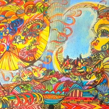 Malerei mit dem Titel "Eclipse" von Lisa Manni, Original-Kunstwerk, Pastell