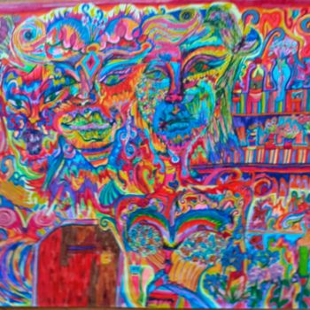 Malerei mit dem Titel "Derrière la porte" von Lisa Manni, Original-Kunstwerk, Pastell