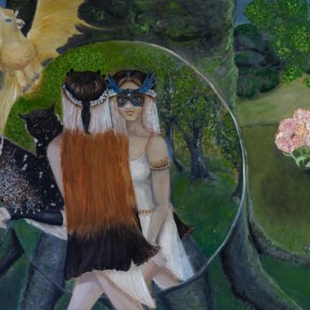 Malerei mit dem Titel "Soul’s mirror" von Lisa Peters, Original-Kunstwerk, Öl Auf Keilrahmen aus Holz montiert