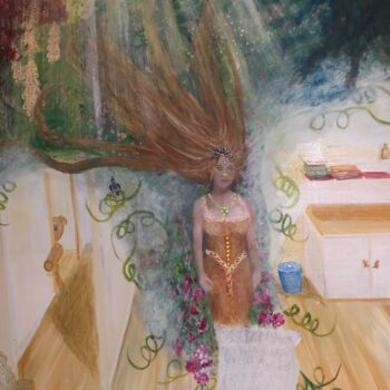 Malerei mit dem Titel "Het moeder visioen" von Lisa Peters, Original-Kunstwerk, Öl Auf Keilrahmen aus Holz montiert