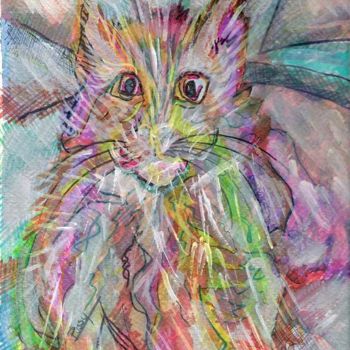 Painting titled "Milow Kitty (Pussy)" by Lisa J. Warner, Original Artwork, Oil