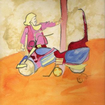 Картина под названием "Biker" - Lisa J. Warner, Подлинное произведение искусства, Масло