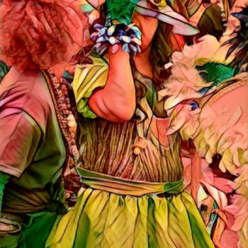 Printmaking titled "Mardi Gras lady" by Lisa Kendall Mitchell, Original Artwork, Digital Print