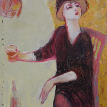 绘画 标题为“Любительница виски” 由Yury Khorev, 原创艺术品, 油