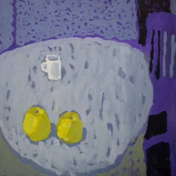 Картина под названием "Натюрморт с яблокам…" - Yury Khorev, Подлинное произведение искусства, Акрил