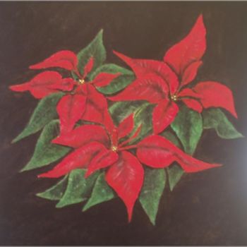 Painting titled "Poinsettia" by Lisa Enright, Original Artwork