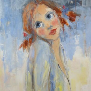 Painting titled "Jeune fille" by Lisbeth Courcambeck, Original Artwork