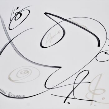 Disegno intitolato "merci" da Lise Dedieu, Opera d'arte originale, Pennarello