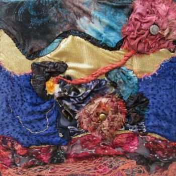 Art textile intitulée "A la chaleur premiè…" par Lise Golomb, Œuvre d'art originale, Patchwork Monté sur Châssis en bois