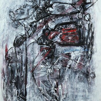 Pittura intitolato "La ligne rouge" da Lise Poitras, Opera d'arte originale, Acrilico