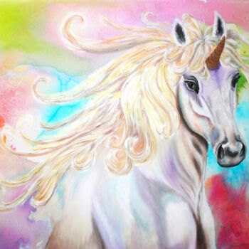 Картина под названием "Magical Unicorn" - Lisencka Nh-Art, Подлинное произведение искусства, Акрил