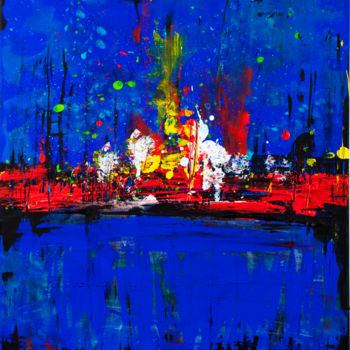 Pittura intitolato "Fireworks" da Liss Art Studio, Opera d'arte originale, Acrilico