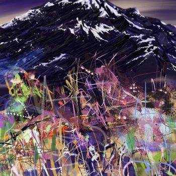 「mountain & me」というタイトルの絵画 Skywalkerによって, オリジナルのアートワーク, インク