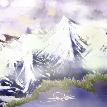 Pintura intitulada "volcanic lake" por Skywalker, Obras de arte originais, Tinta