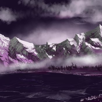 "Pink Mountains" başlıklı Tablo Skywalker tarafından, Orijinal sanat, Mürekkep