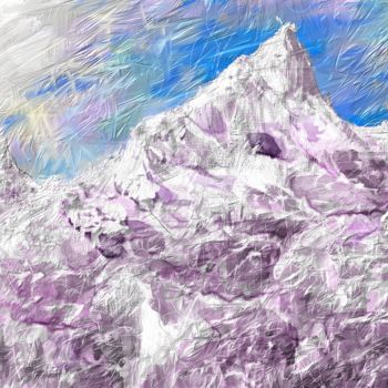 Painting titled "Purple Mountains" by Skywalker, Original Artwork, Ink