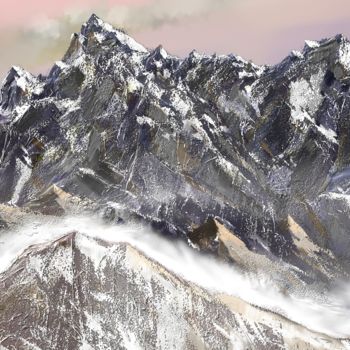 Картина под названием "2long mountains" - Skywalker, Подлинное произведение искусства, Чернила