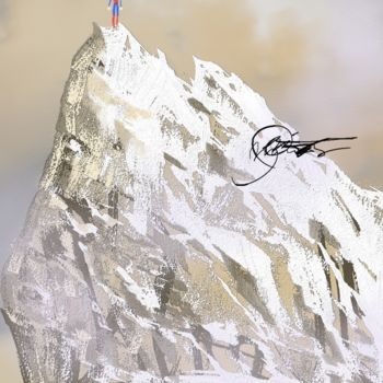 Painting titled "supermanmountain" by Skywalker, Original Artwork, Ink