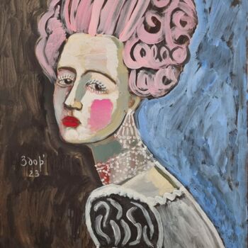 Картина под названием "Pink hair" - Liuba Zdor, Подлинное произведение искусства, Акрил