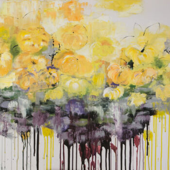 Malarstwo zatytułowany „Blood of flowers” autorstwa Lala Belyaevskaya (Lalabel), Oryginalna praca, Olej Zamontowany na Drewn…