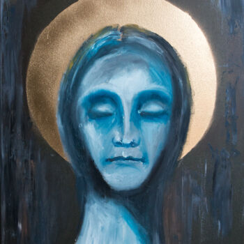 Картина под названием "Blue head" - Lala Belyaevskaya (Lalabel), Подлинное произведение искусства, Масло