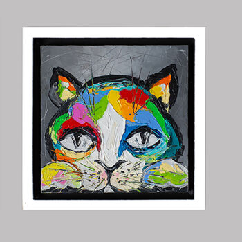 「Funny kittens」というタイトルの絵画 Liubov Kuptsovaによって, オリジナルのアートワーク, オイル ウッドストレッチャーフレームにマウント