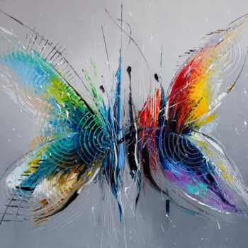 Ζωγραφική με τίτλο "Whisper butterflies" από Liubov Kuptsova, Αυθεντικά έργα τέχνης, Λάδι Τοποθετήθηκε στο Ξύλινο φορείο σκε…