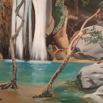Painting titled "Waterfall" by Liudmila Malliaras, Original Artwork, Acrylic