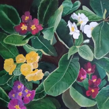 Painting titled "My Flowers" by Liudmila Malliaras, Original Artwork, Acrylic