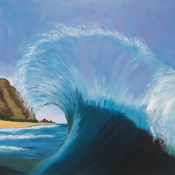 Painting titled "Power of wave" by Liudmila Malliaras, Original Artwork, Acrylic
