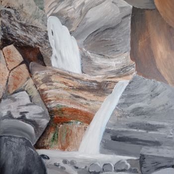 「Rocks and water」というタイトルの絵画 Людмила Маллярасによって, オリジナルのアートワーク, アクリル