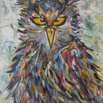 Painting titled "Owl" by Liudmila Erol, Original Artwork, Acrylic