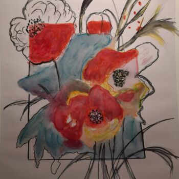 Картина под названием "цветочная фантазия…" - Liudmila Korzh, Подлинное произведение искусства, Акварель