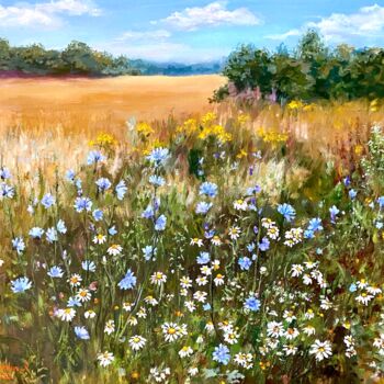 Картина под названием "Полевые цветы" - Liudmila Kurilovich, Подлинное произведение искусства, Масло